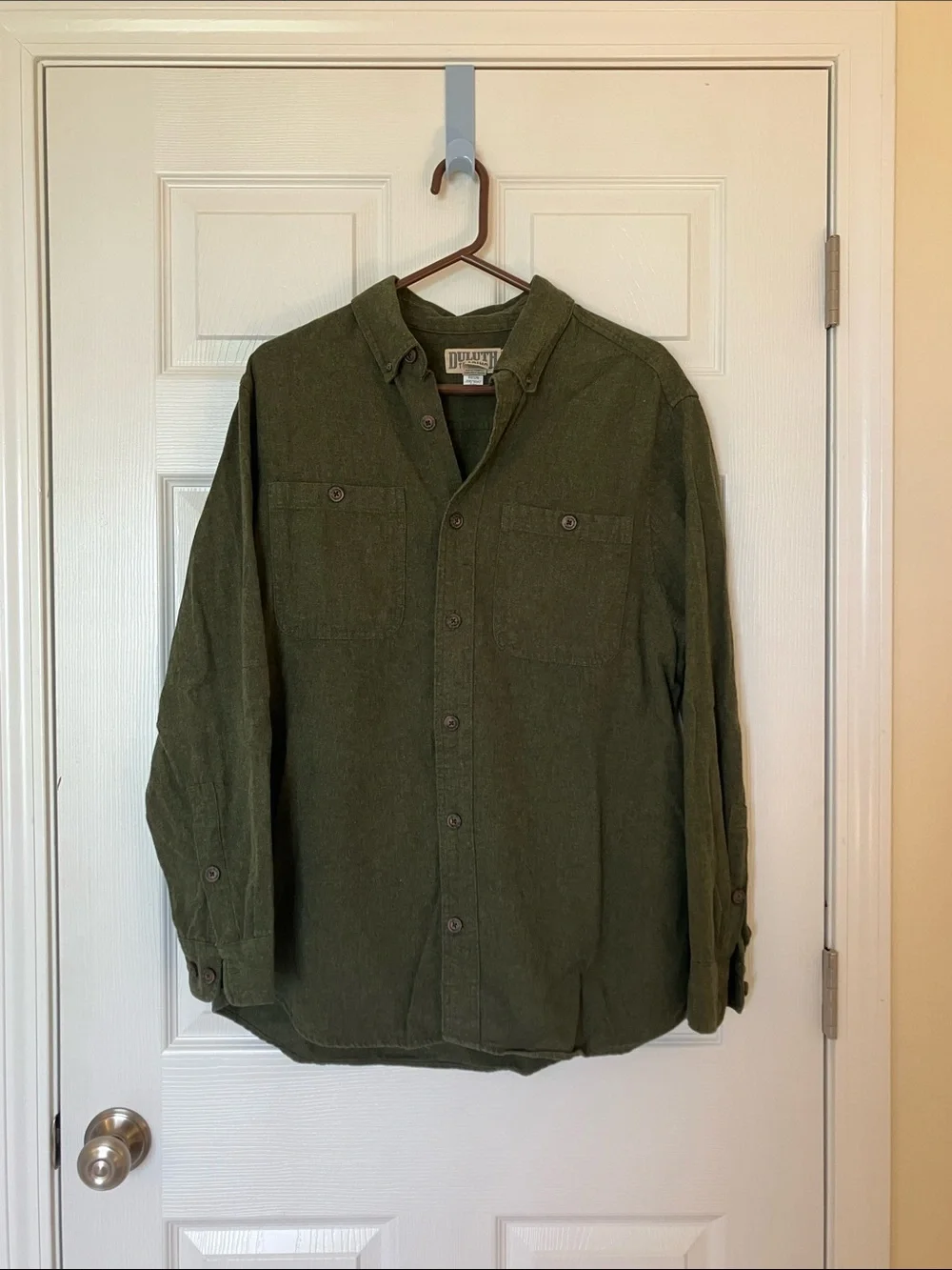 Duluth Trading Co Olive Green Button-Up Shirt Jacket